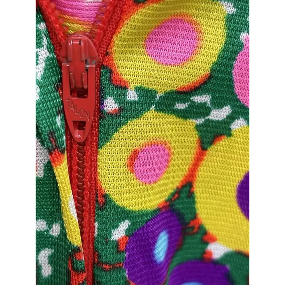 Vintage Flower Power Mini Dress Retro Floral Psychedelic Handmade 60s Size Small - Picture 13 of 14